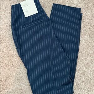 Navy Pinstripe Trousers
